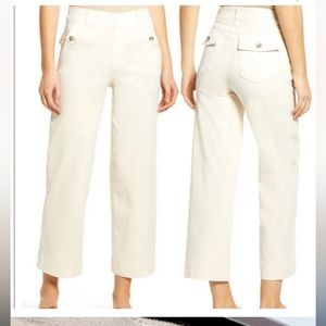Spanx Crop Wide Leg Twill Pants off white Large Tall